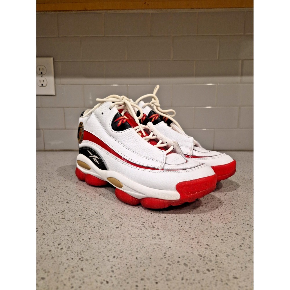 Reebok Answer DMX Basketball Mid Top Sneakers Leather White/Red/Black GX9660